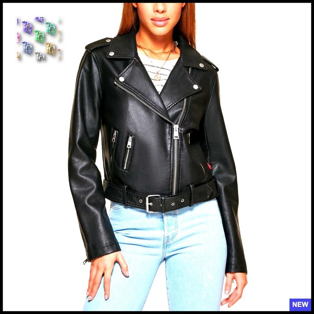Faux Leather Moto Jacket Asymmetrical Belted Classic Chic Wardrobe Essential